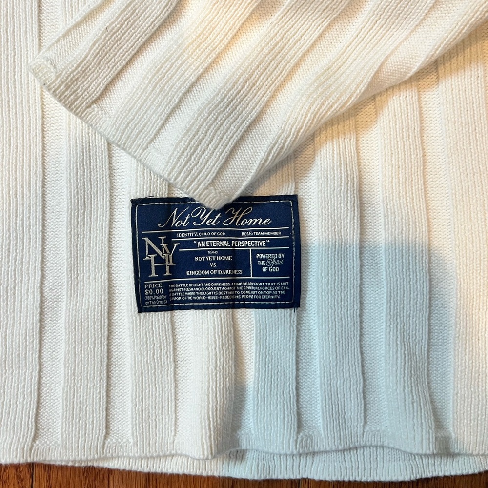 Not yet home ribbed white sweater child of god size large - Picture 2 of 5